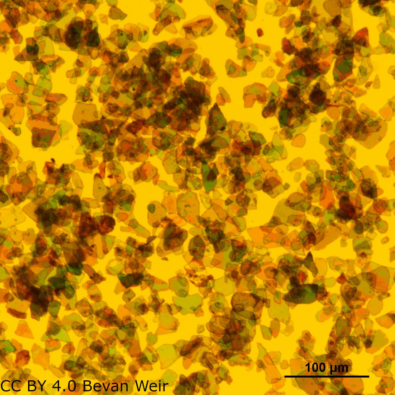 goldstart fountain pen ink under the microscope showing glitter particles 10X